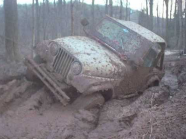 Dirty Jeep stuck in the mud