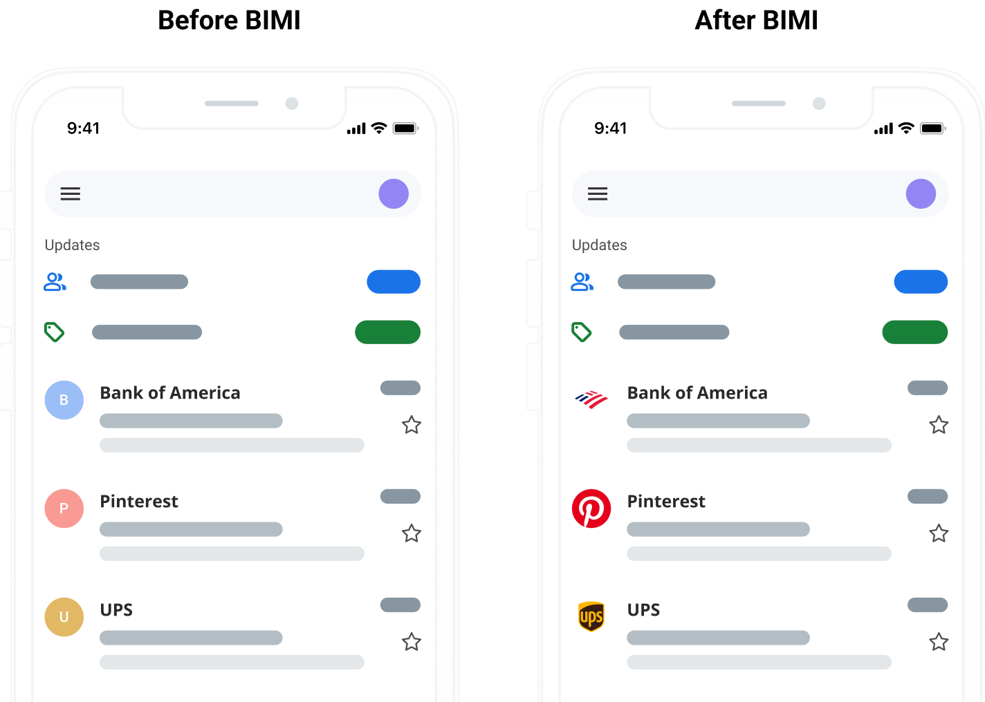 Mobile devices with and without inbox logos