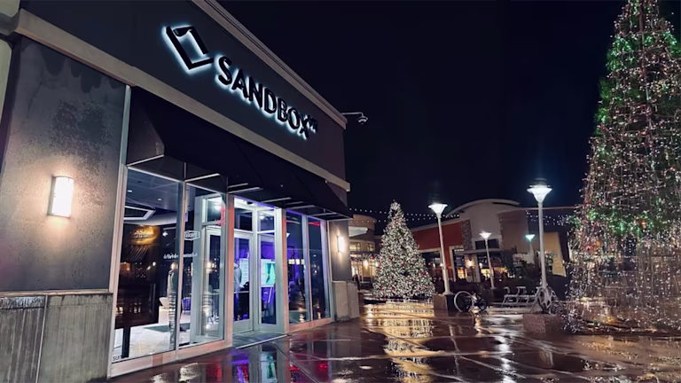Sandbox VR Fashion Place storefront and entrance