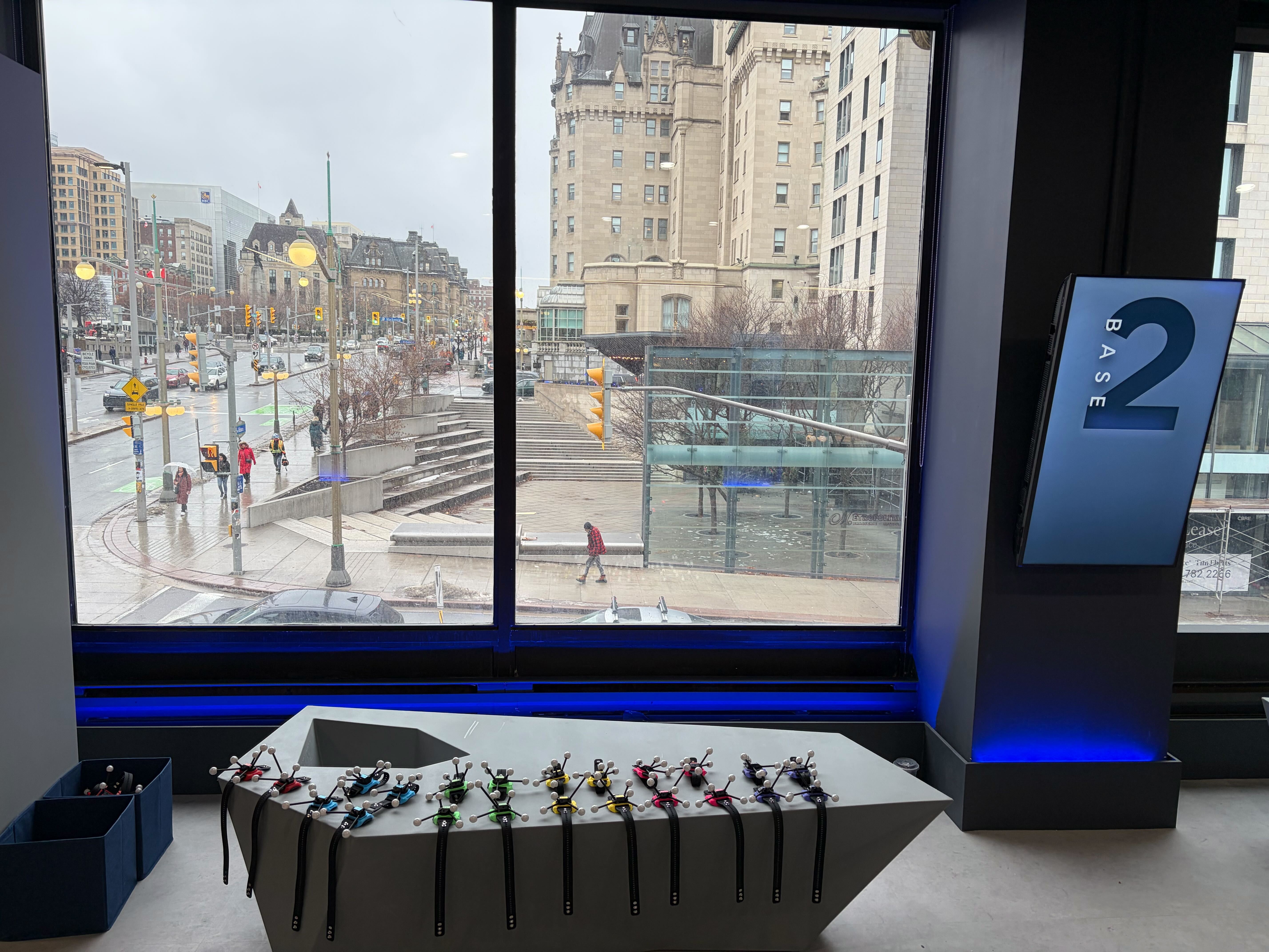 Rainy day view inside a Sandbox VR room 