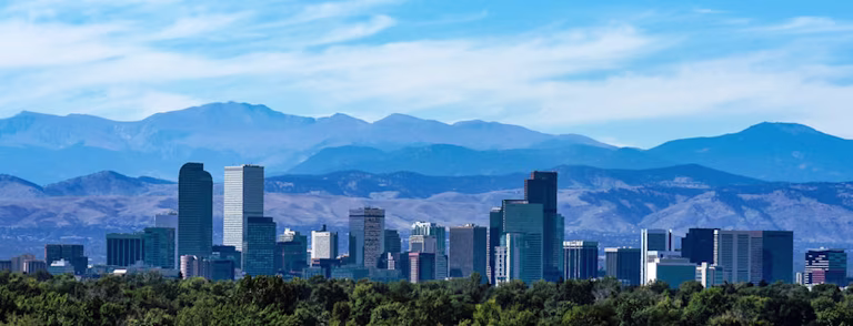 Denver City Skyline with Mountains