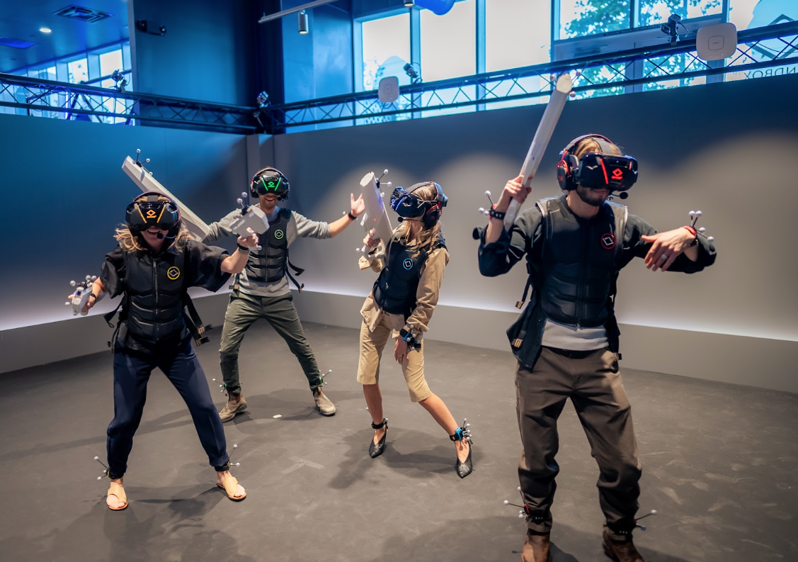 Group celebrating in a holodeck