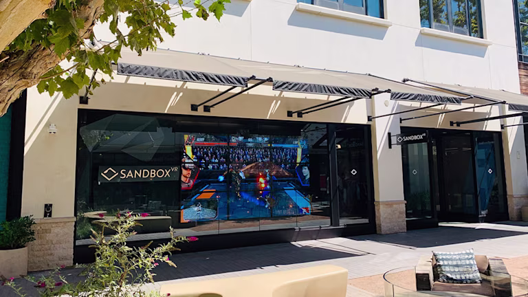 Sandbox VR The Village at Topanga storefront and entrance