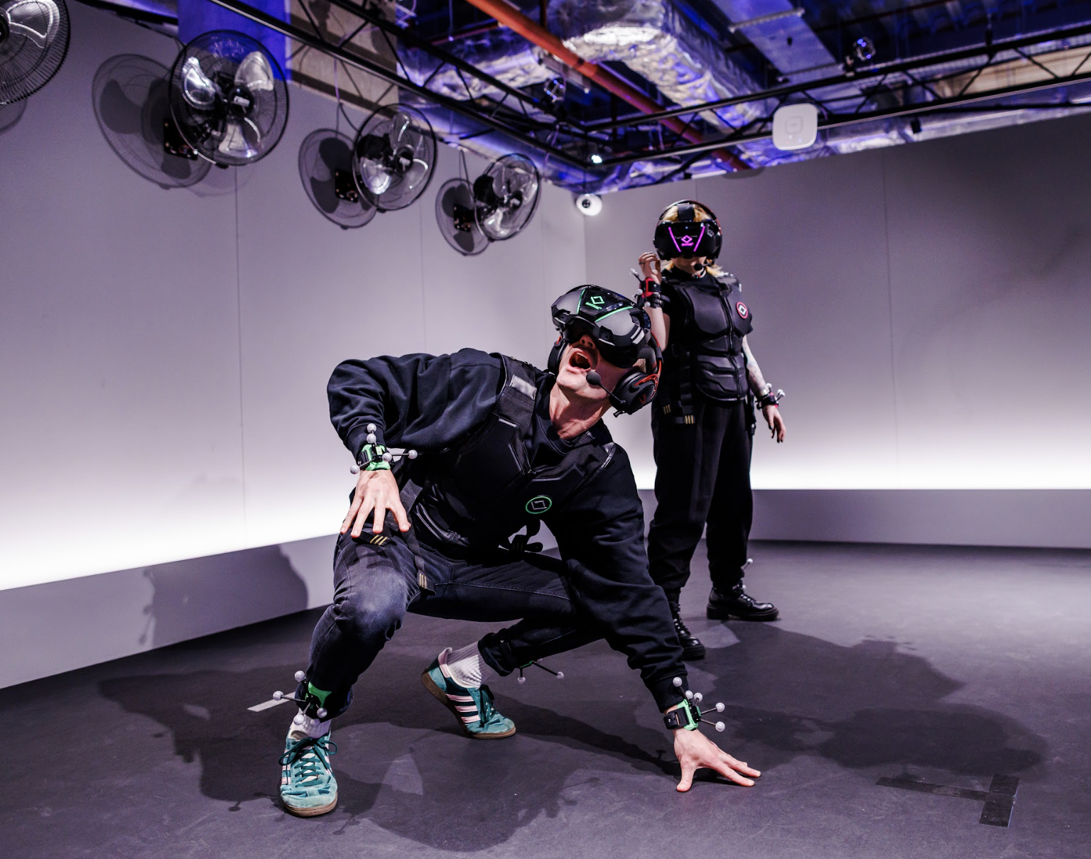 Couple having fun at VR game for date night.