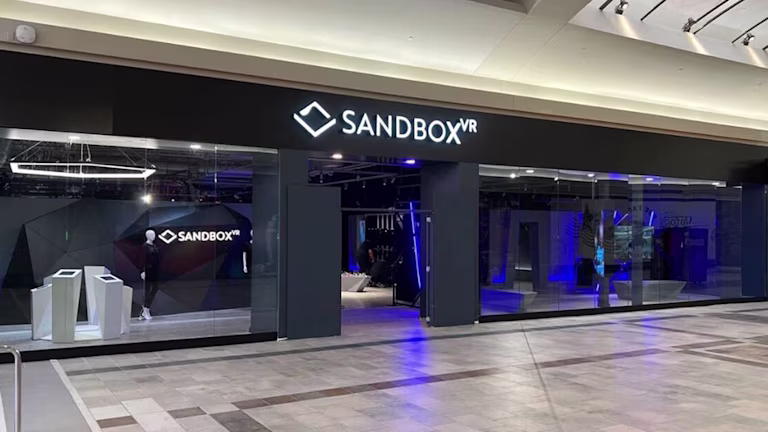 Sandbox VR Oxmoor Center storefront and entrance