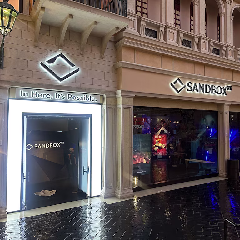 Sandbox VR Grand Canal Shoppes at the Venetian storefront and entrance