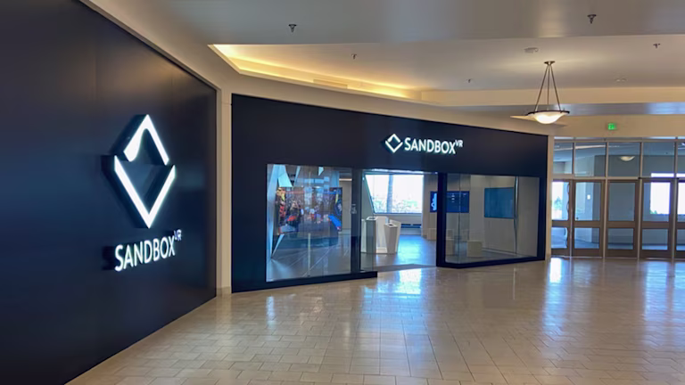 Sandbox VR Hillsdale Shopping Center storefront and entrance