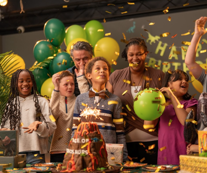 Children enjoying a dinosaur birthday party