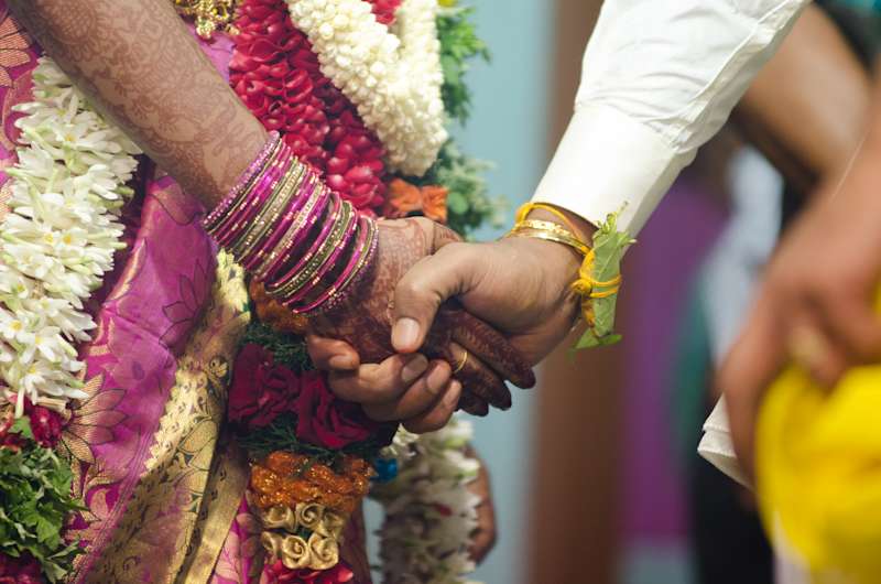 Ceremony during an Indian wedding where the bride and the groom walk around a ritual fire right after the knot.