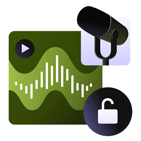 Spotify Open Access - hero image with microphone and open padlock
