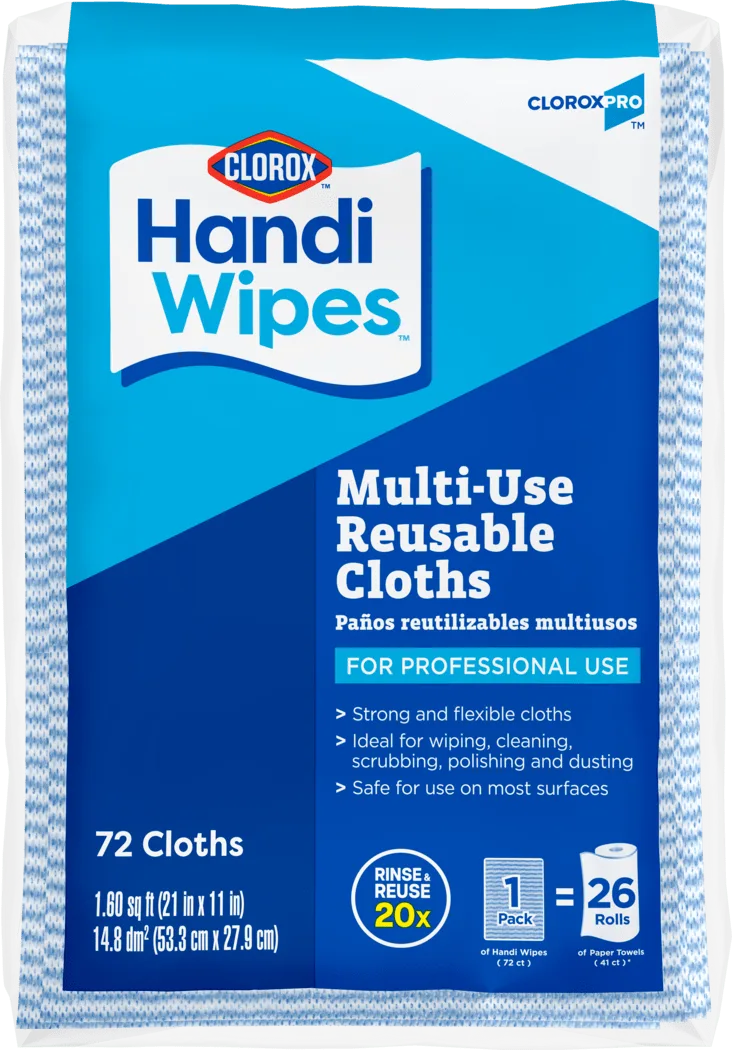 Package of 72 Clorox HandiWipes Multi-Use Reusable Cloths