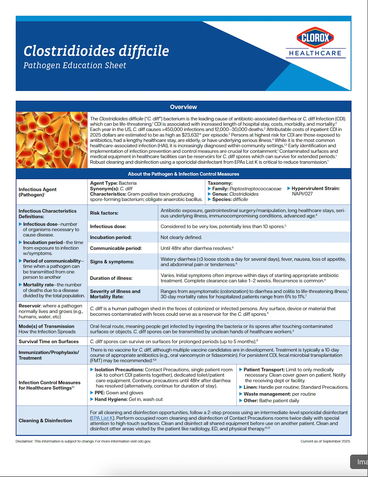 C. diff Pathogen Education Sheet Preview