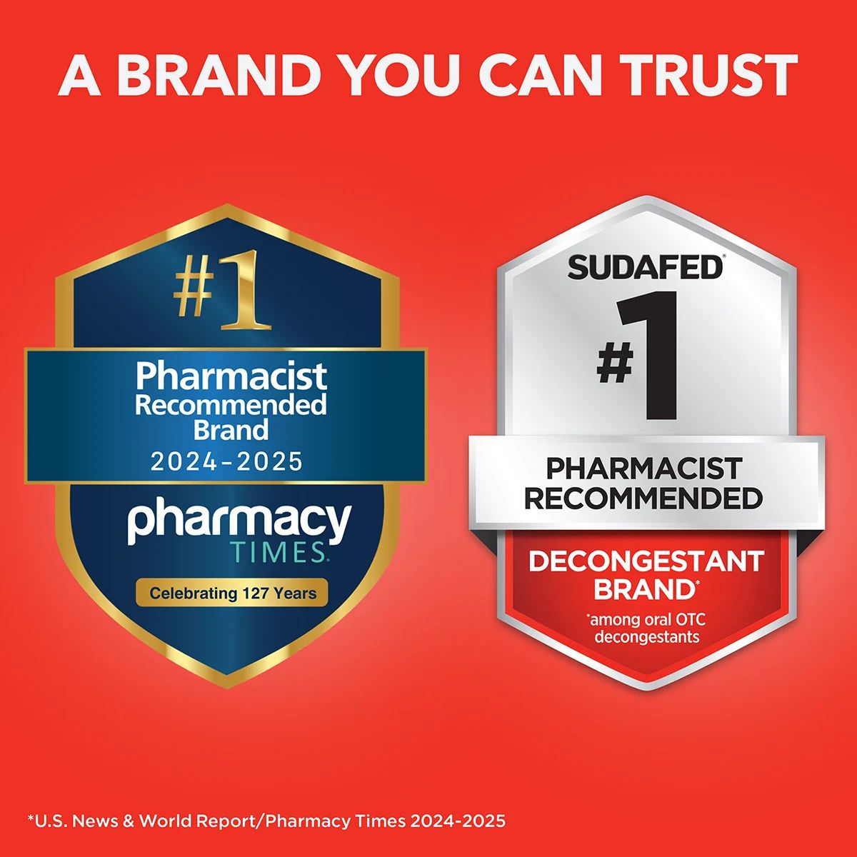 SUDAFED® the #1 Pharmacist Recommended Decongestant Brand *among oral OTC decongestants