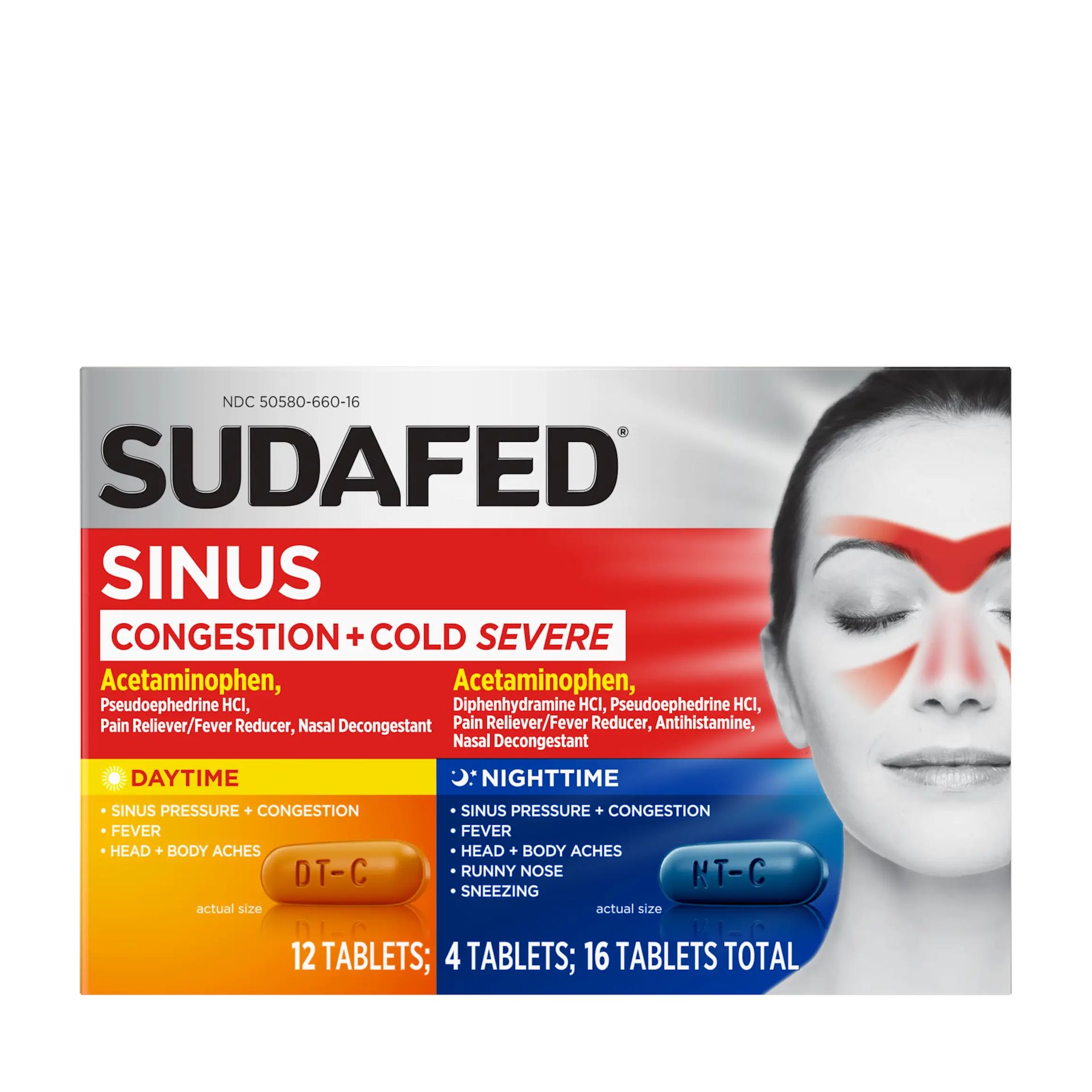 SUDAFED® Sinus Congestion + Cold Severe Day/Night Tablets