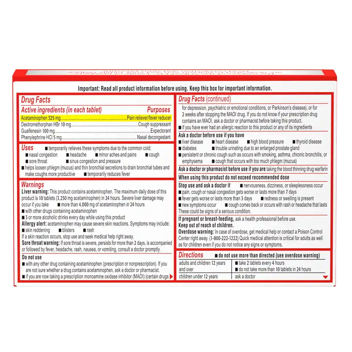 SUDAFED PE® Head Congestion + Flu Severe drug facts