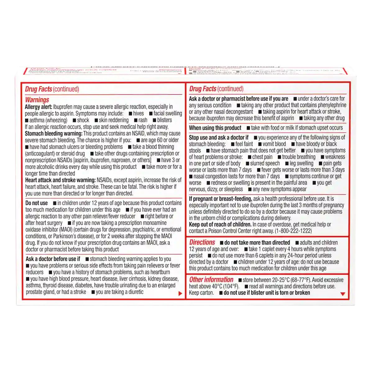 SUDAFED PE® Head Congestion + Pain Relief Decongestant Caplets drug facts