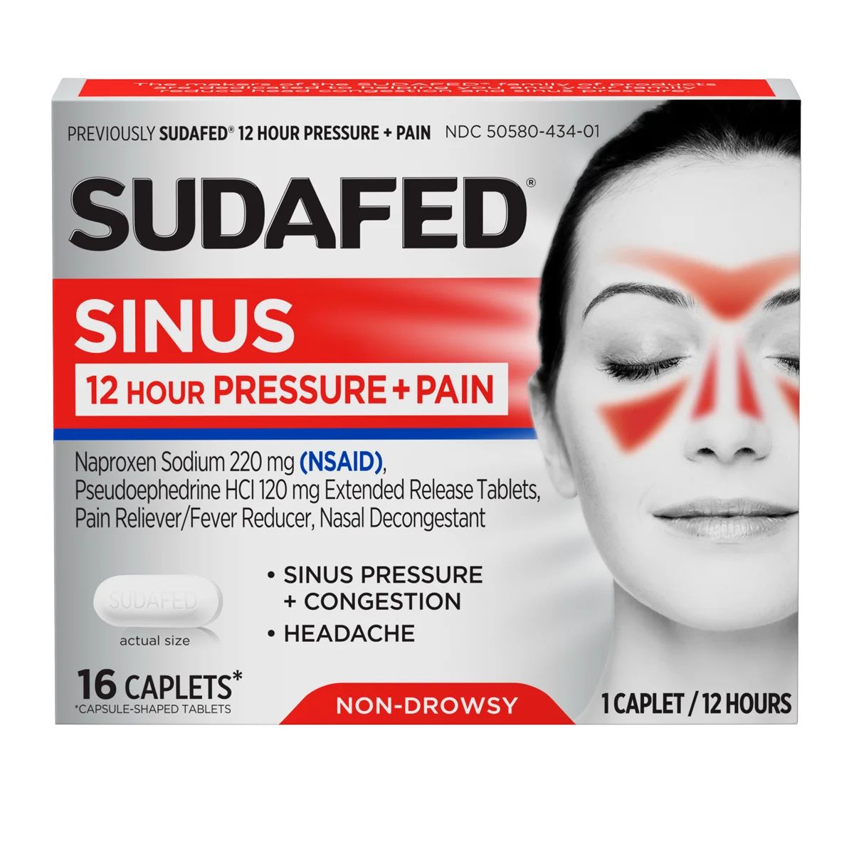 SUDAFED® Sinus 12 Hour Pressure + Pain Relief package front
