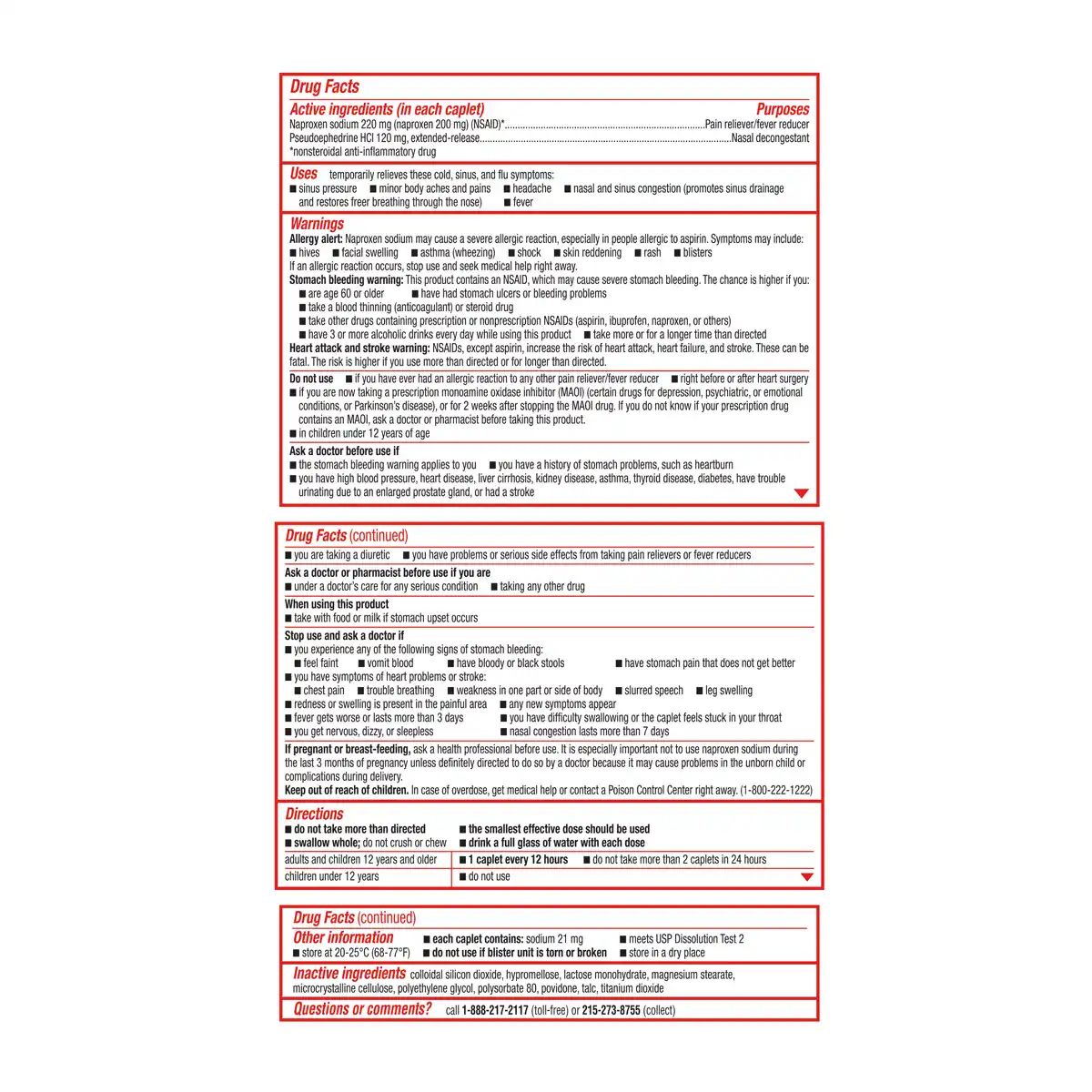 SUDAFED® Sinus 12 Hour Pressure + Pain Relief, drug facts