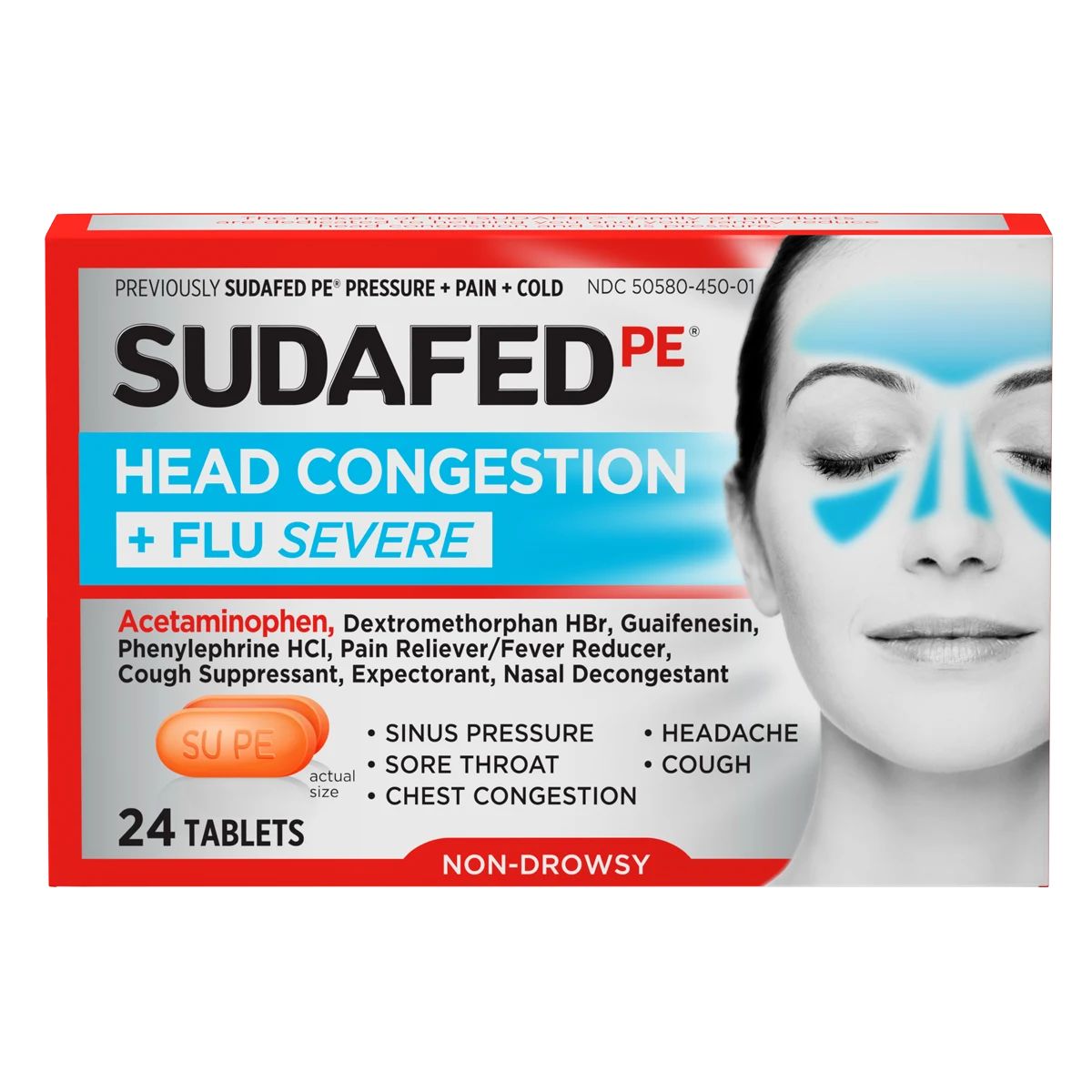 SUDAFED PE® Head Congestion + Flu Severe package front