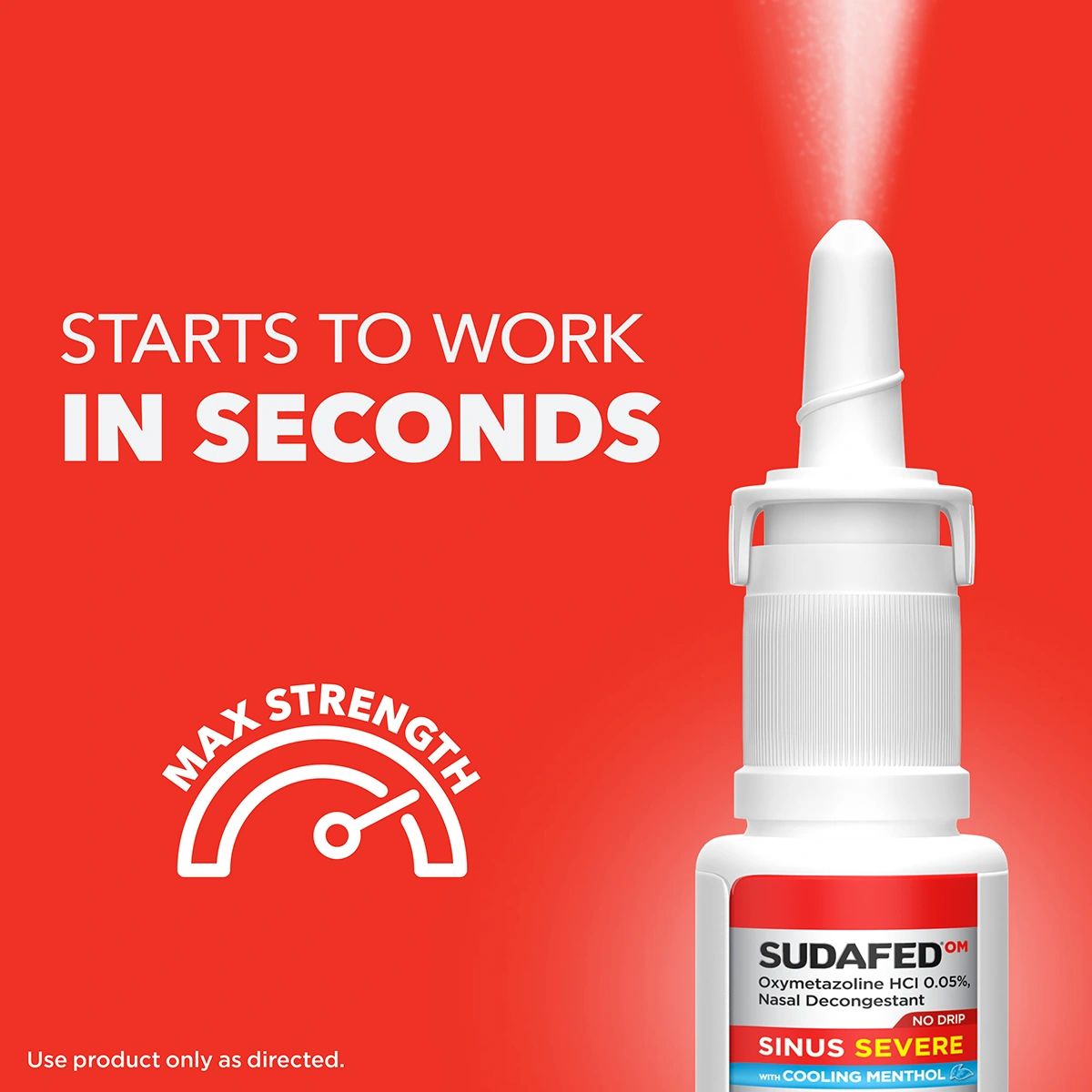 SUDAFED® OM Sinus Severe No Drip with Cooling Menthol Nasal Spray, max strength, starts to work in seconds