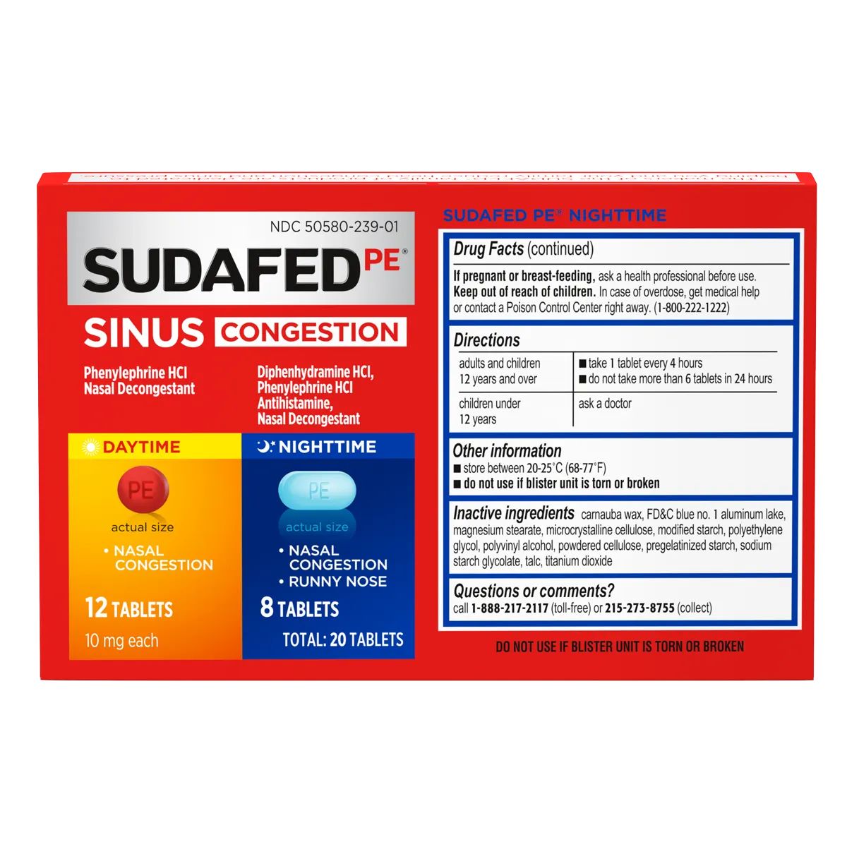 SUDAFED PE® Sinus Congestion Day + Night drug facts