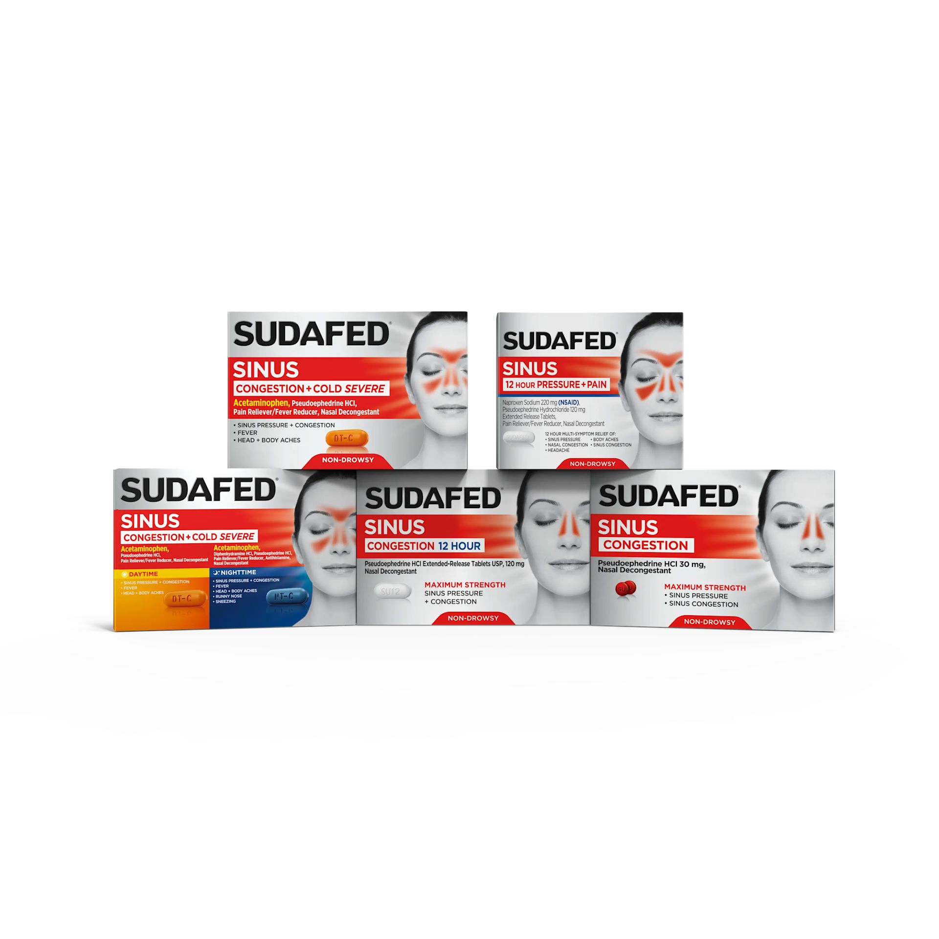 Sudafed family of products sinus congestion relief