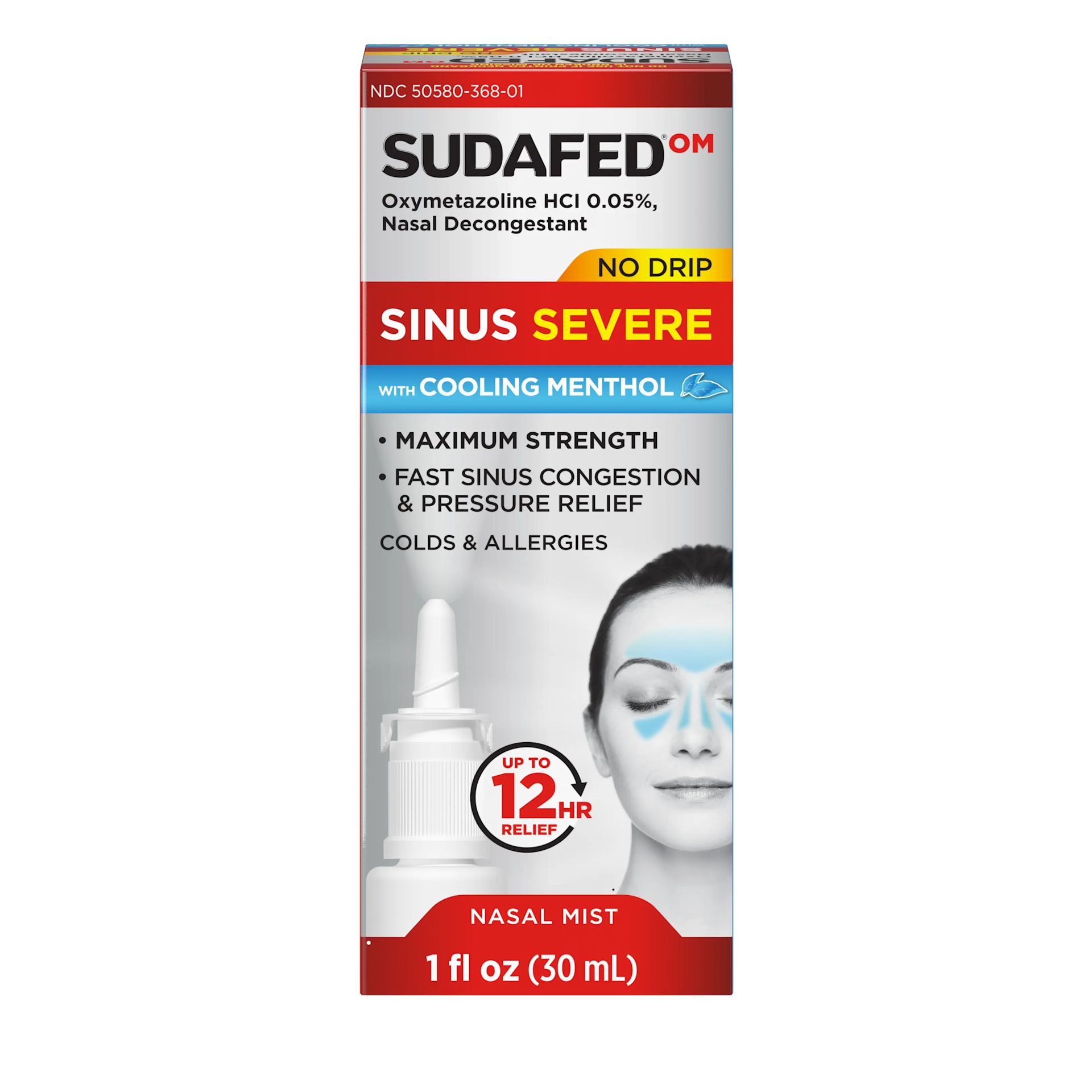 SUDAFED® OM Sinus Severe No Drip with Cooling Menthol Nasal Spray Front of the Pack