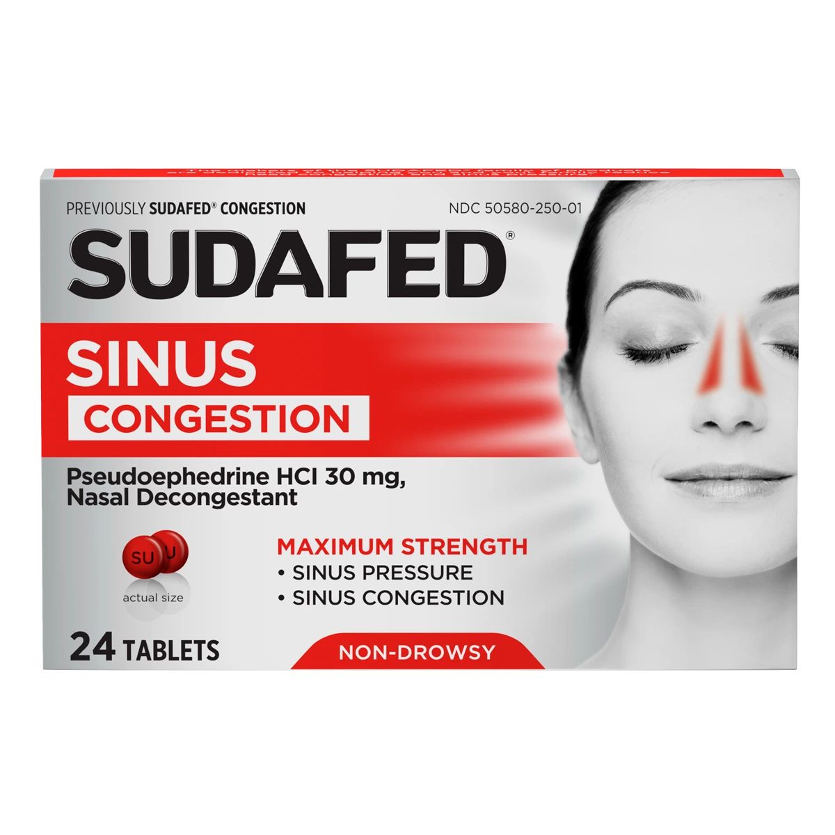 SUDAFED® Sinus Congestion Relief Maximum Strength Decongestant Tablets 24 count package front