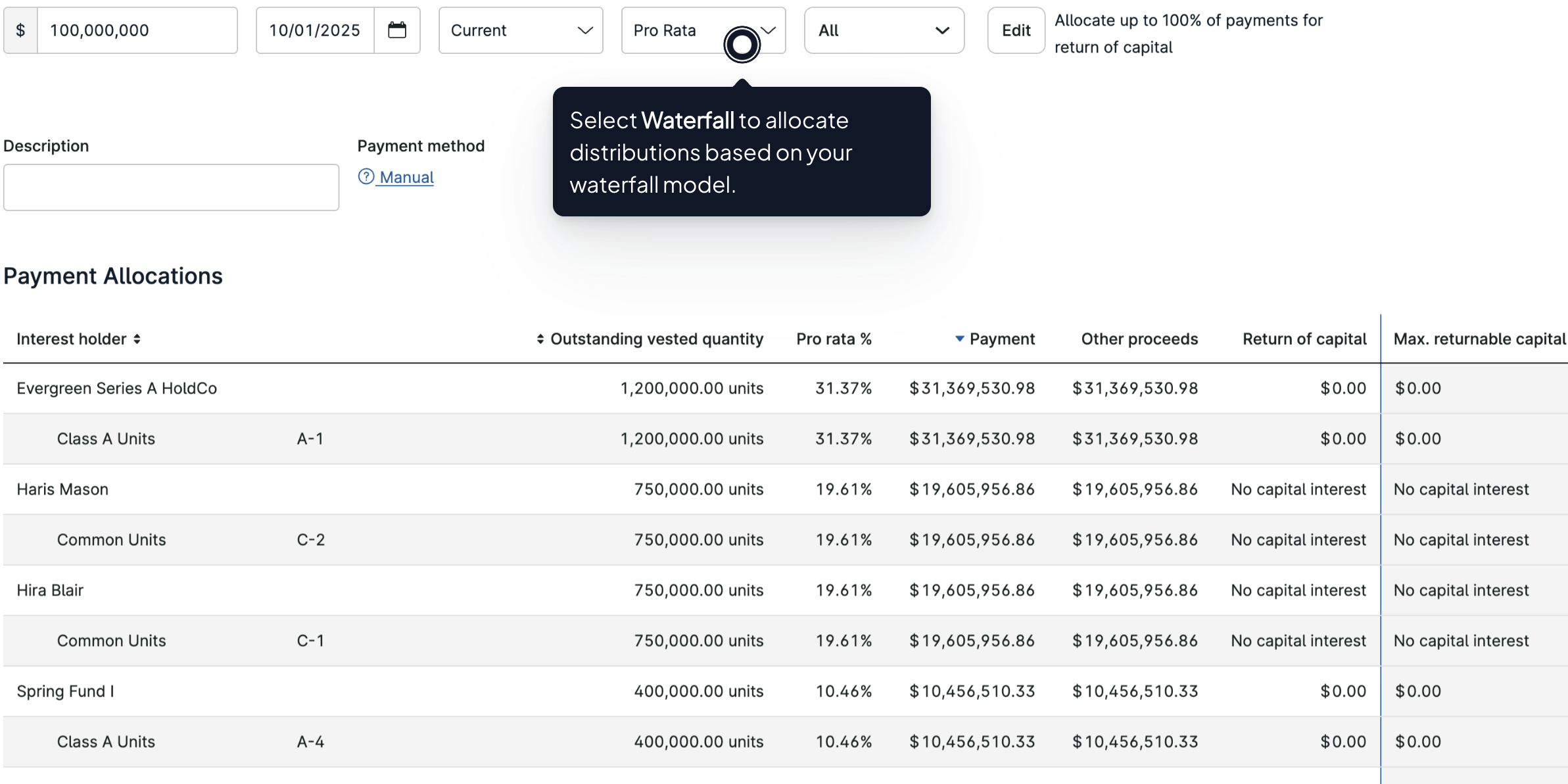 Tour-Asset Send Distributions