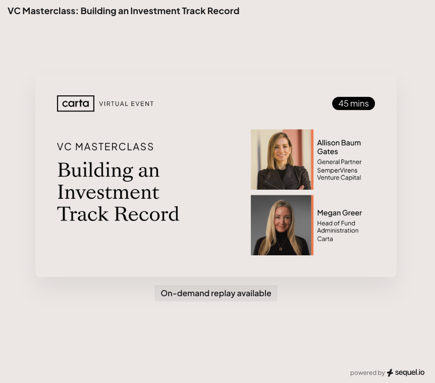 VC Masterclass: Building an Investment Track Record