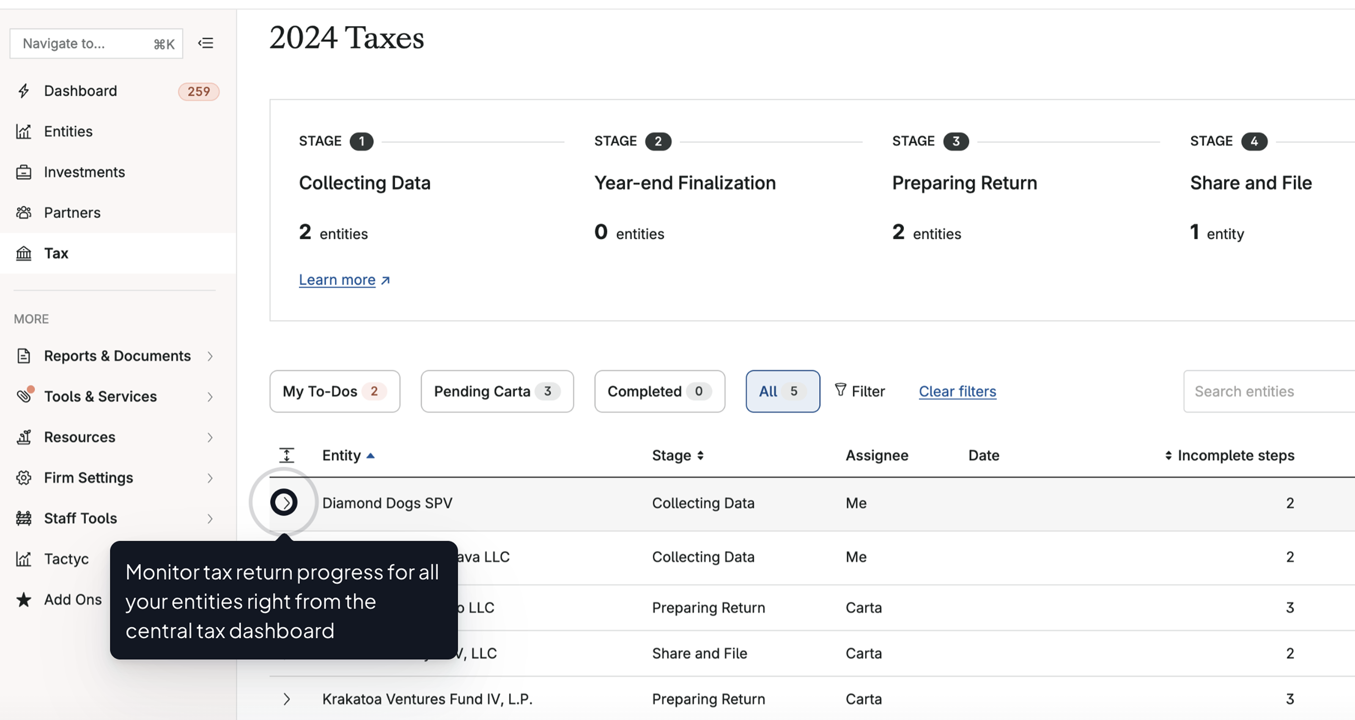 Tour Asset | VC | Manage Taxes