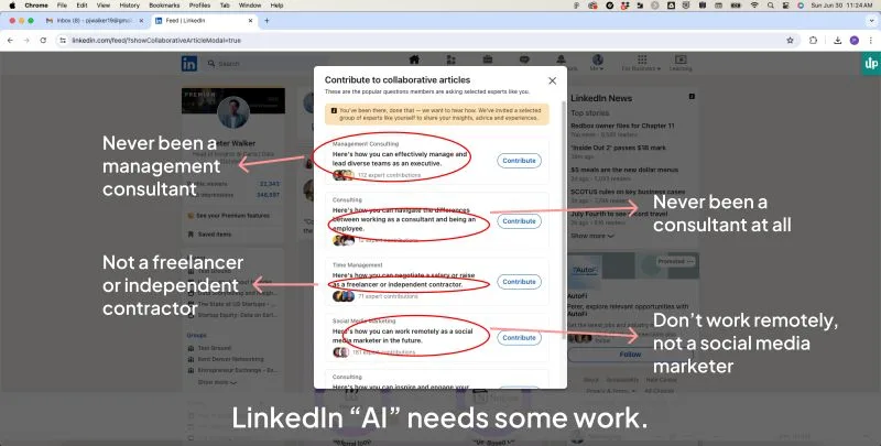 LinkedIn: LinkedIn Collaborative Articles Are Not AI They Are Worse