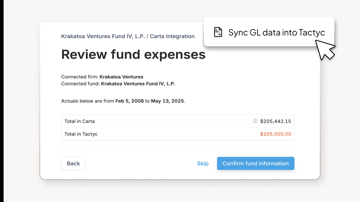 Your general ledger cash flow data, integrated with Tactyc (in-blog image)