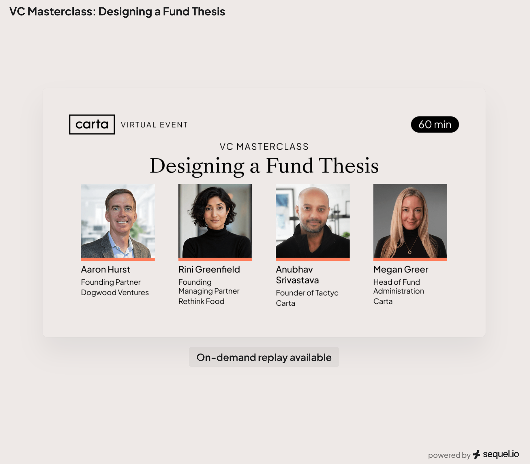 VC Masterclass: Designing a Fund Thesis