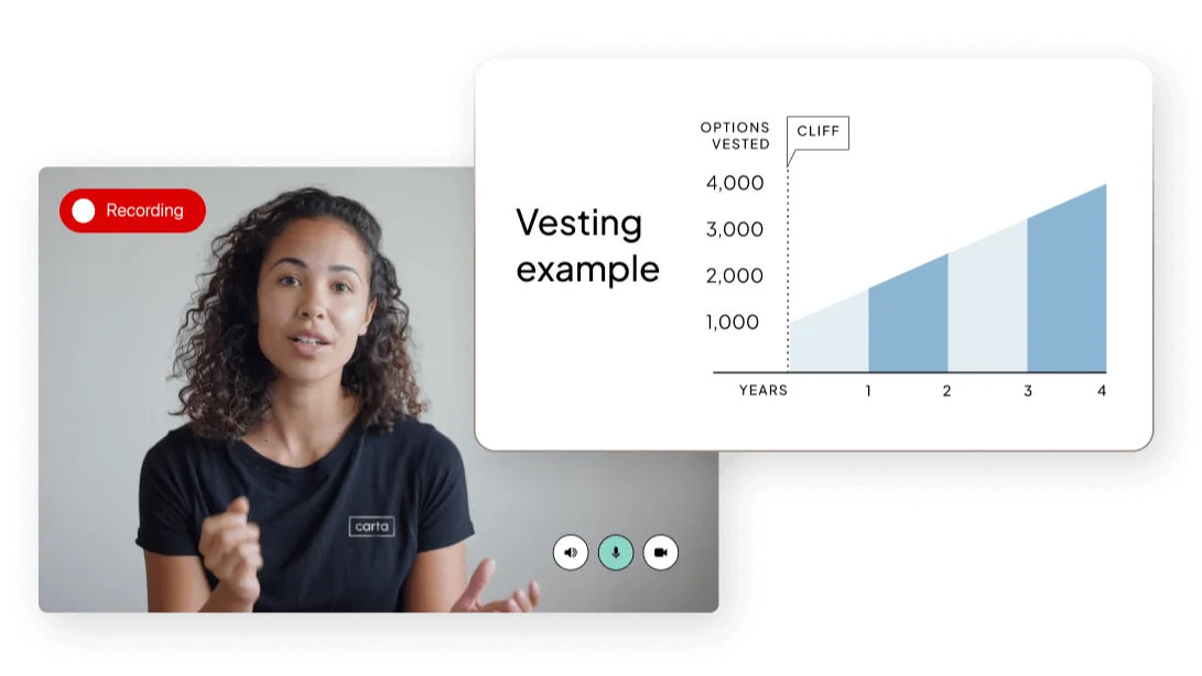 UI of video session for company wide education on equity advisory
