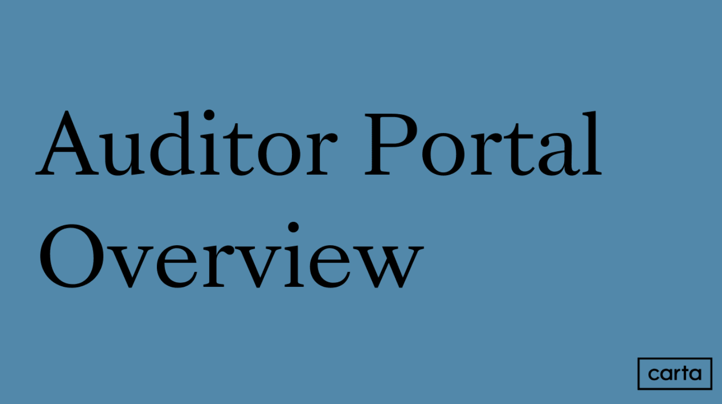Auditor Portal Overview