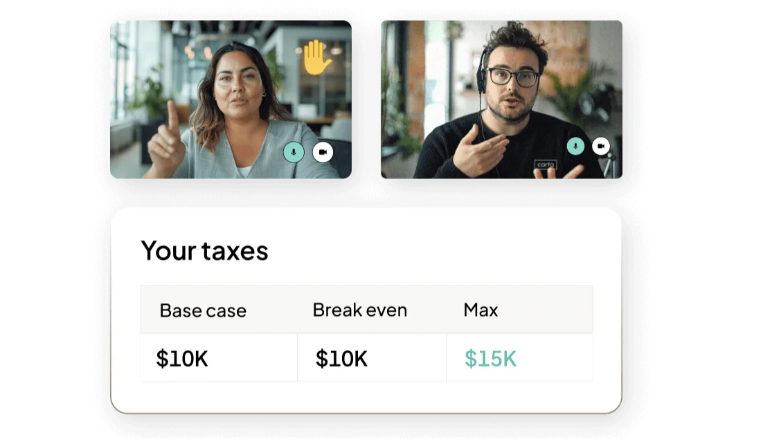 Equity Advisory UI | Feature | Product Page | "Approachable tax expertise"