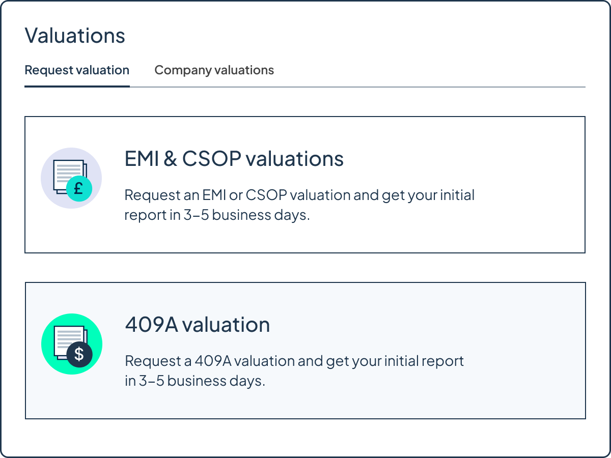 Tabcordion | Valuations (UK) | "409A Valuations"