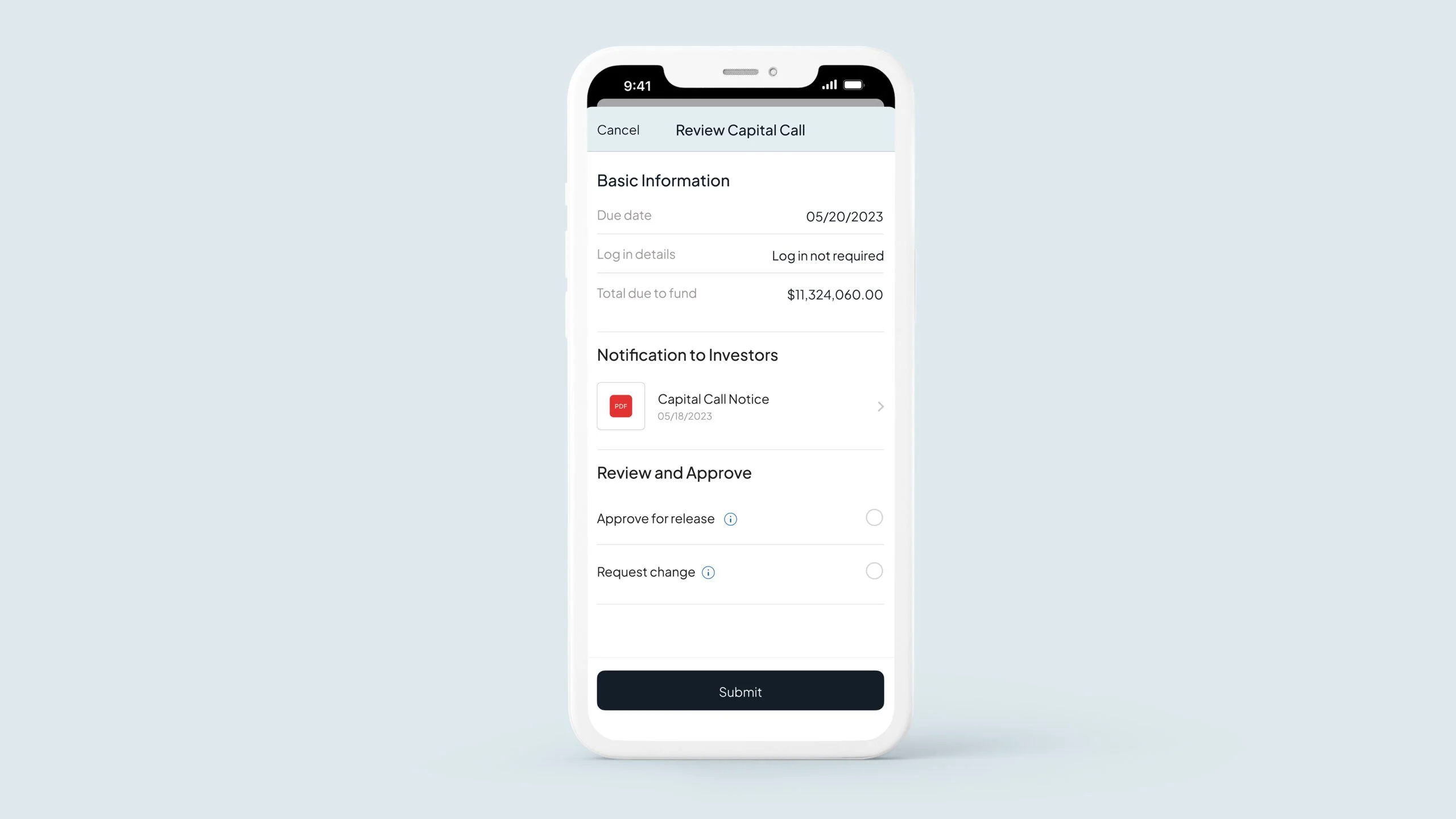 Carta Carry - Approval interface