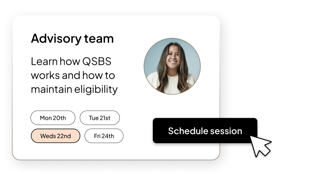 UI of scheduling a session with QSBS team