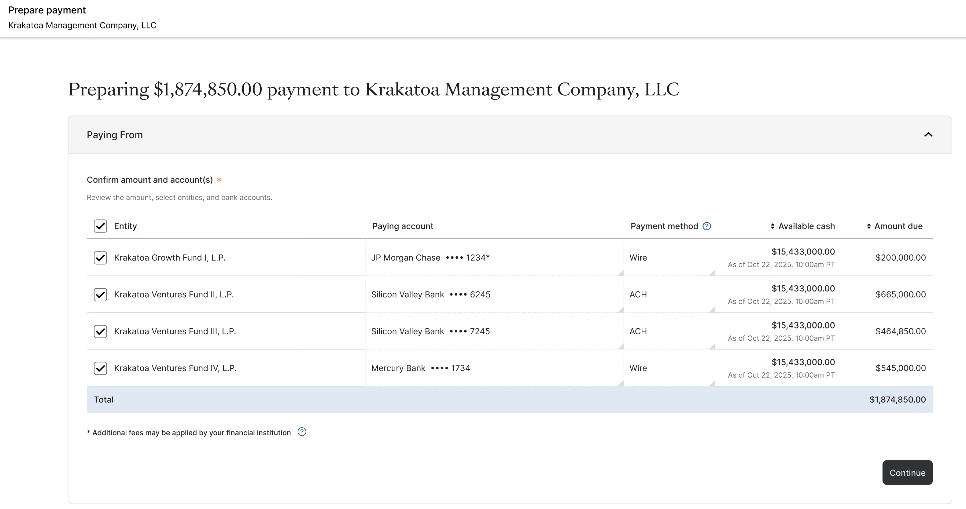 Intercompany Balances Payment
