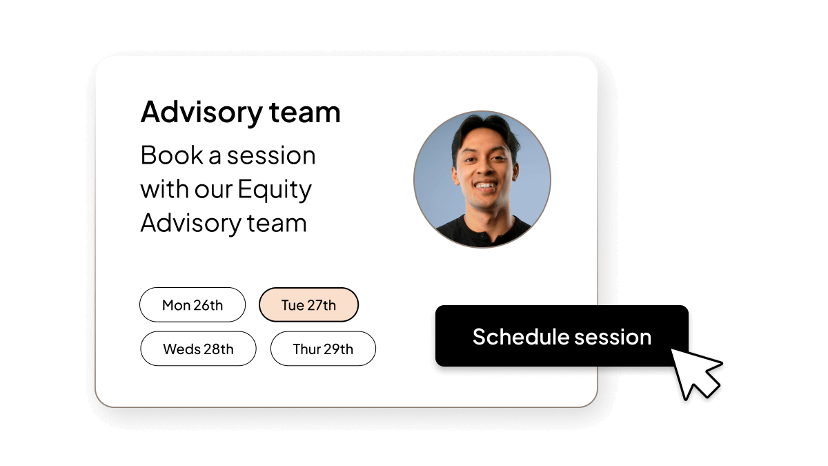 UI of booking a session with equity advisor