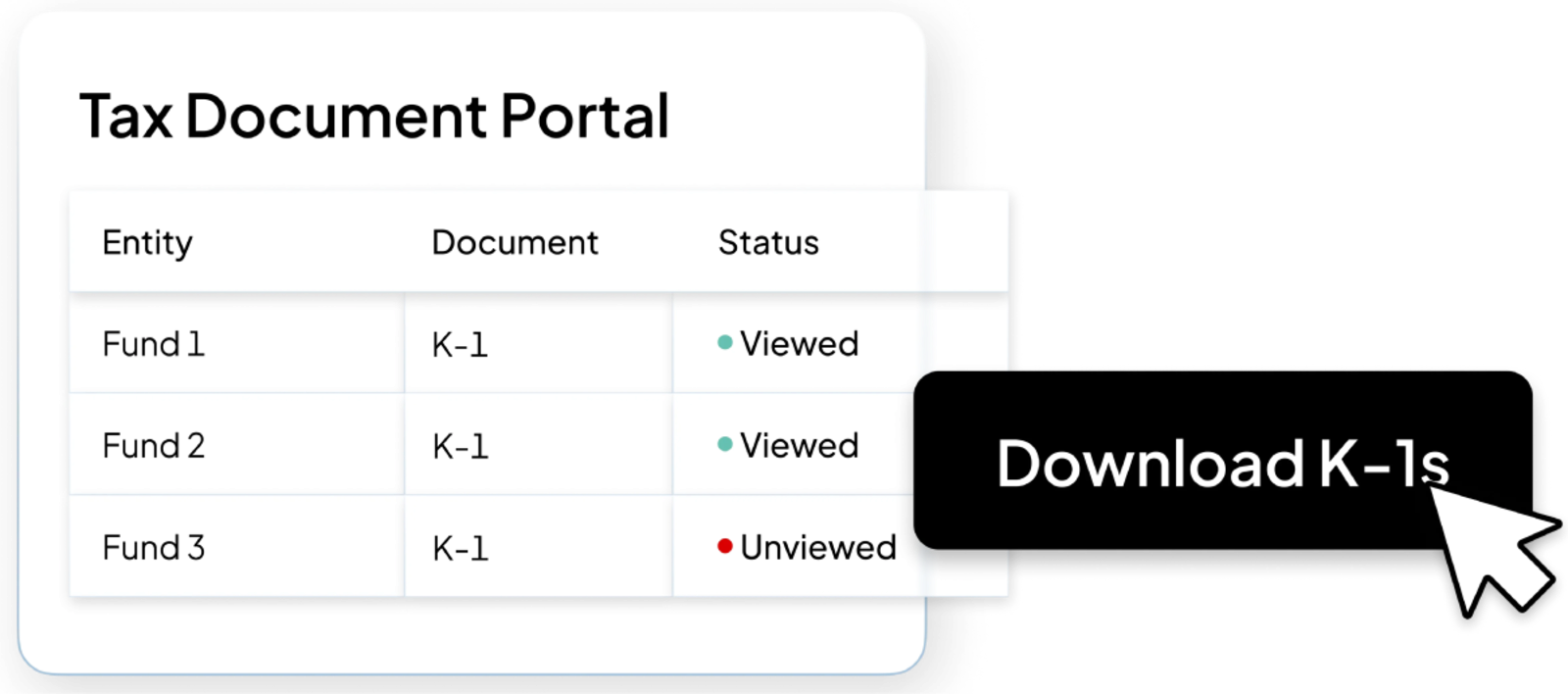 Tax document portal UI on Carta