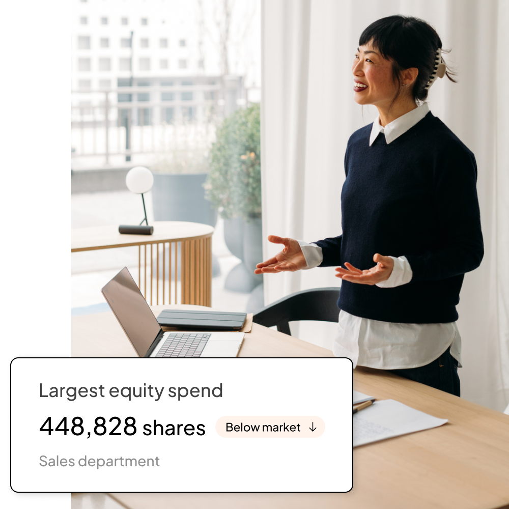 Image of group of people with UI of equity spend per department