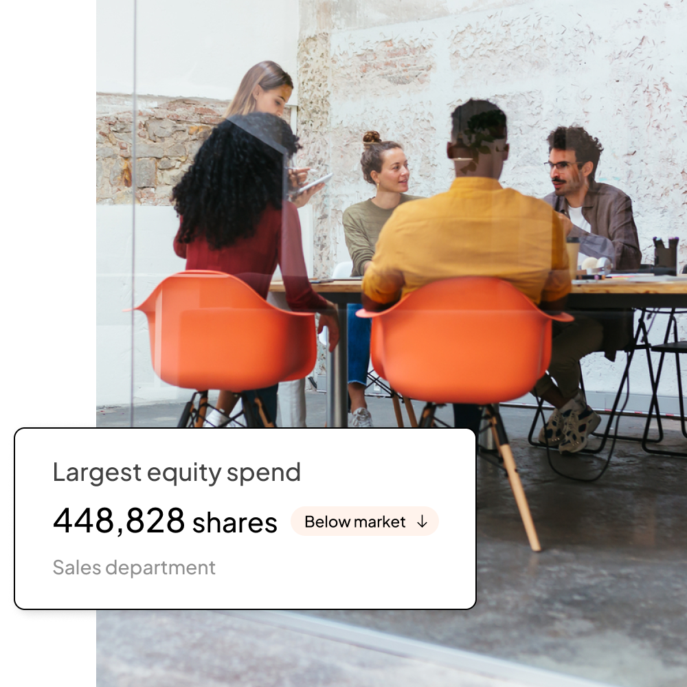 Image of group of people with UI of equity spend per department