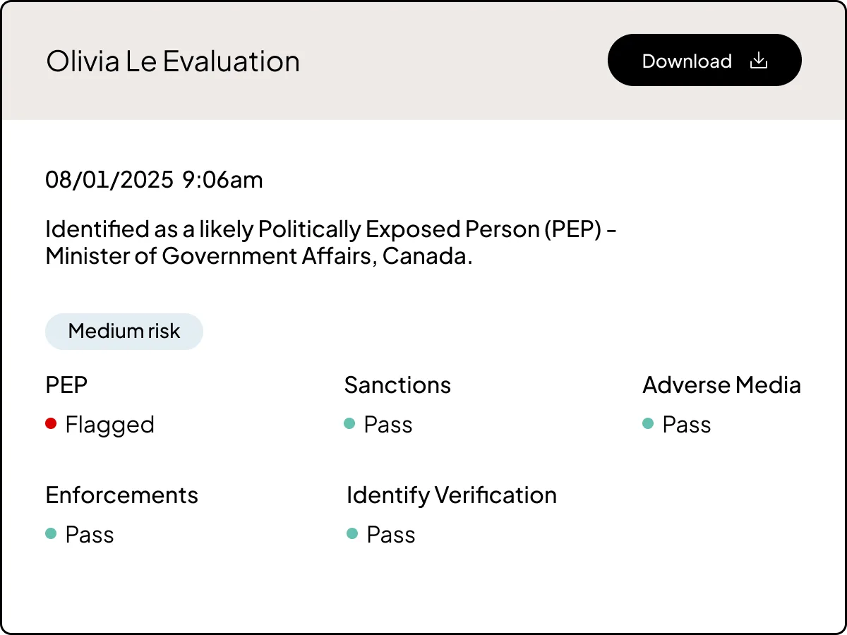 Product UI | KYC | "LP Eval history" | US & UK