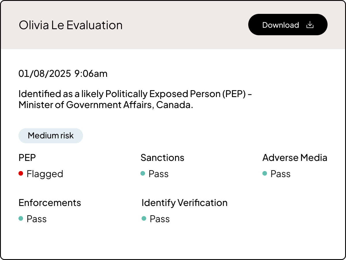 Product UI | KYC | "LP Eval history" | US & UK