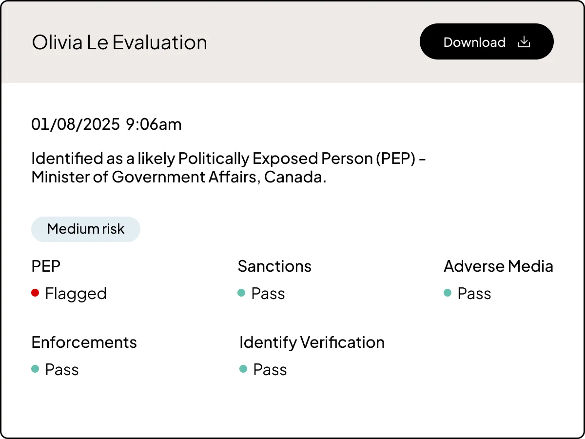 Product UI | KYC | "LP Eval history" | US & UK