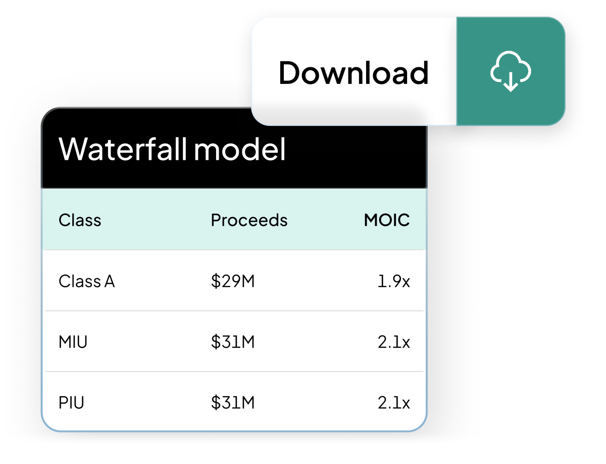 UI of running a model on Carta