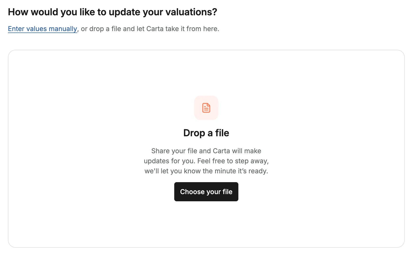 Valuations Update Tool: upload statements